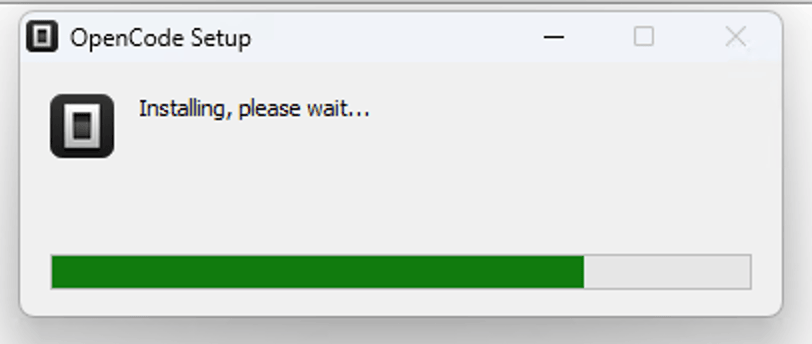 等待 OpenCode Setup 安装完成